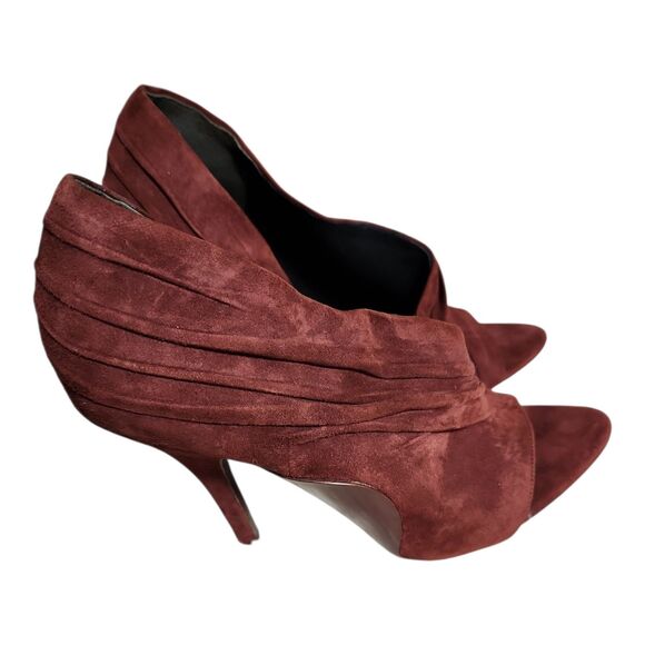 Alexander Wang Women’s Burgundy Draped Suede Peep Toe High Heel EU 39 (US9) - Picture 4 of 8